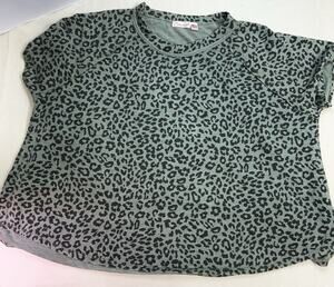 Maronie Anthropology Green Cheetah Print Tee Sz S (F8) USA Made Boho